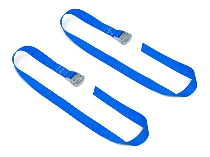 PowerTye Heavy-Duty Lashing Straps - 1.5in x 4ft Cam Buckle Continuous Loop Strap (no Hooks)  Made in USA for Motorcycle  ATV  Cargo  Coolers and RV Battery - 300 lb Working Load Limit  Blue (2-Pack) - Image 1